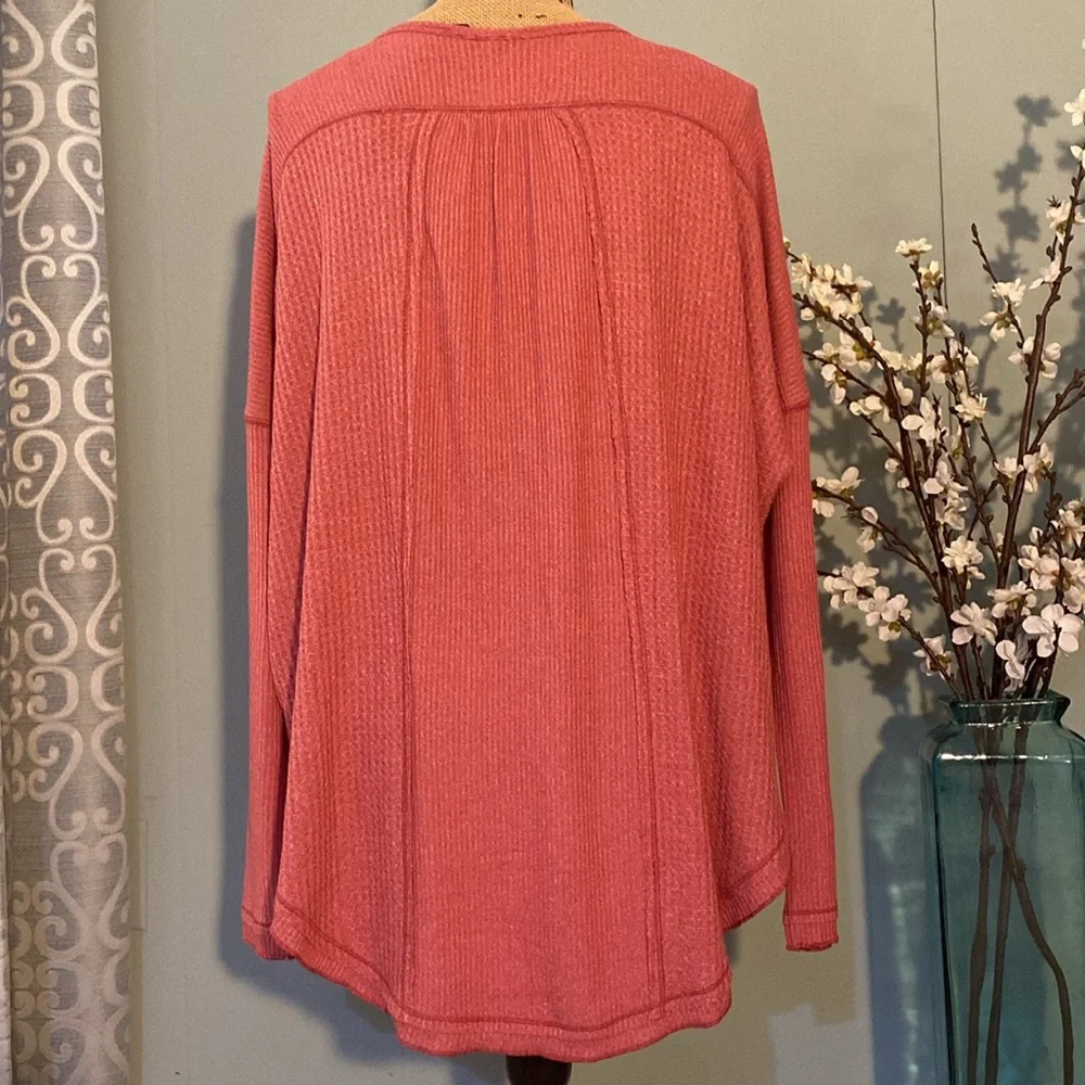 Free People Leo Oversized Henley Waffle Tunic